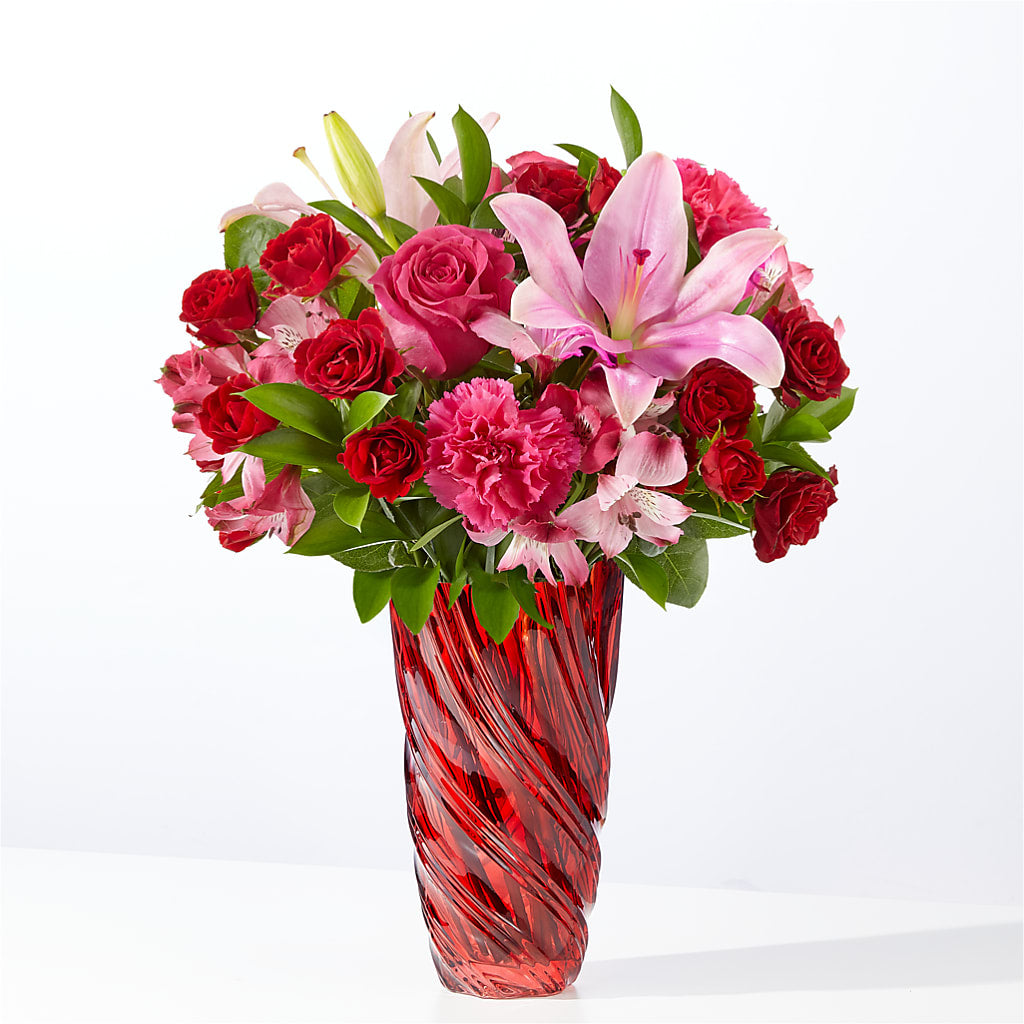 In Love Bouquet with Luxe Swirl Vase – Flower House Iii, Spring Hill FL