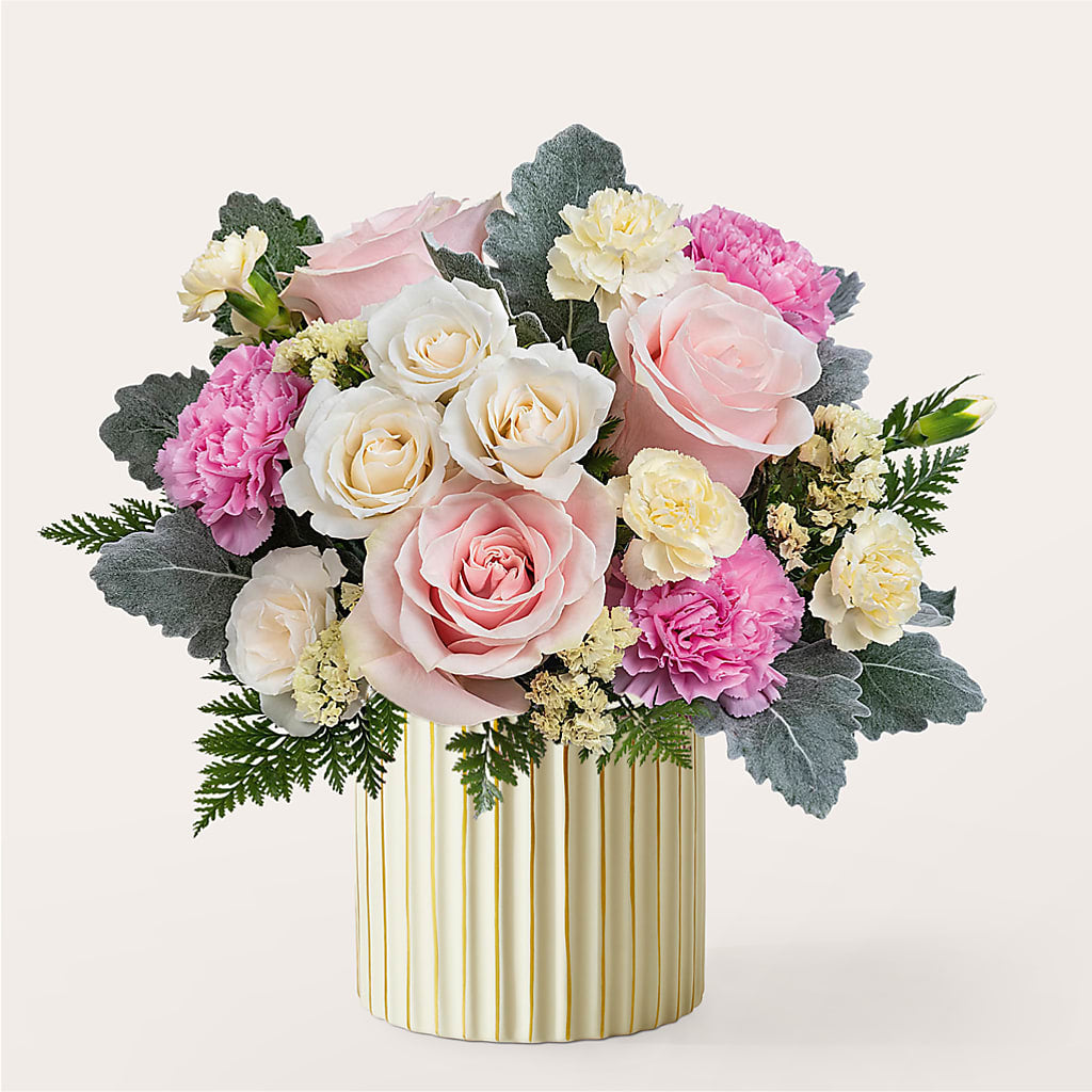 Blissful Moments Bouquet with Ivory Vase – Flower House Iii, Spring Hill FL