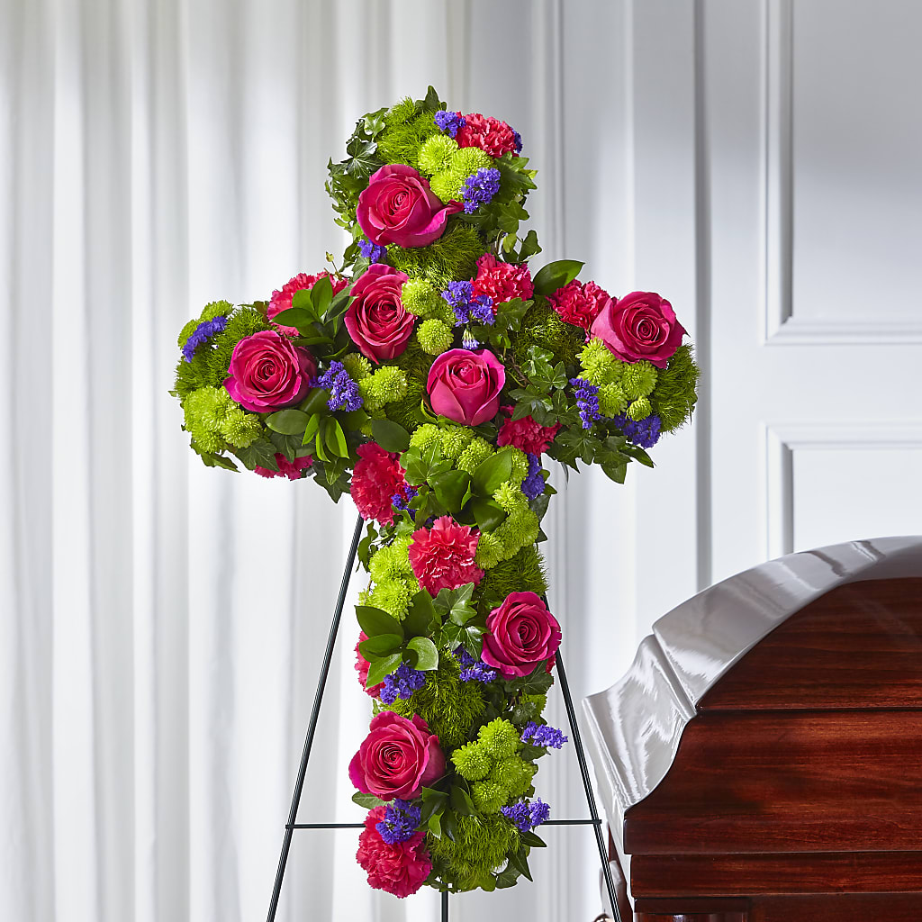 Tribute Rose Floral Cross – Flower House Iii, Spring Hill FL