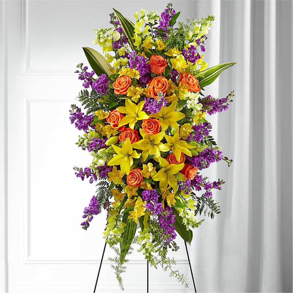 Thoughtful Prayers Standing Spray – Flower House Iii, Spring Hill FL