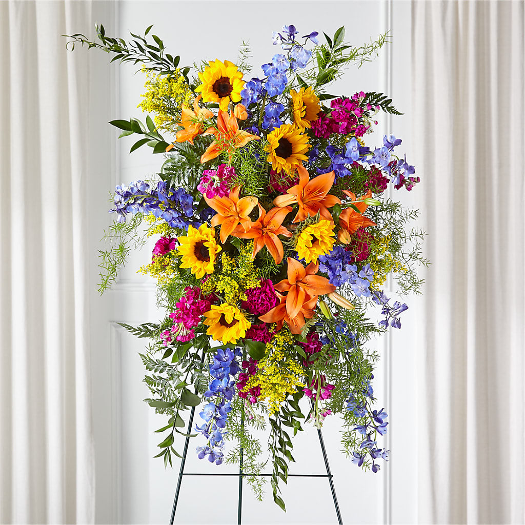 Sunlit Memories Standing Spray (Standard) – Flower House Iii, Spring Hill FL