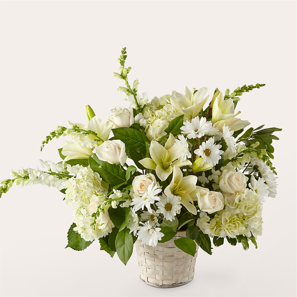 Ivory Elegance Floral Basket – Flower House Iii, Spring Hill FL