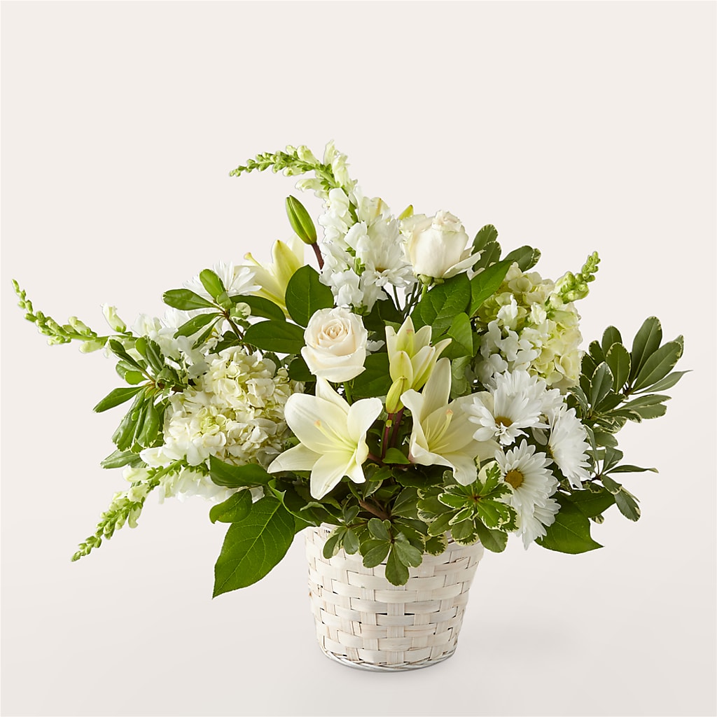 Ivory Elegance Floral Basket – Flower House Iii, Spring Hill FL