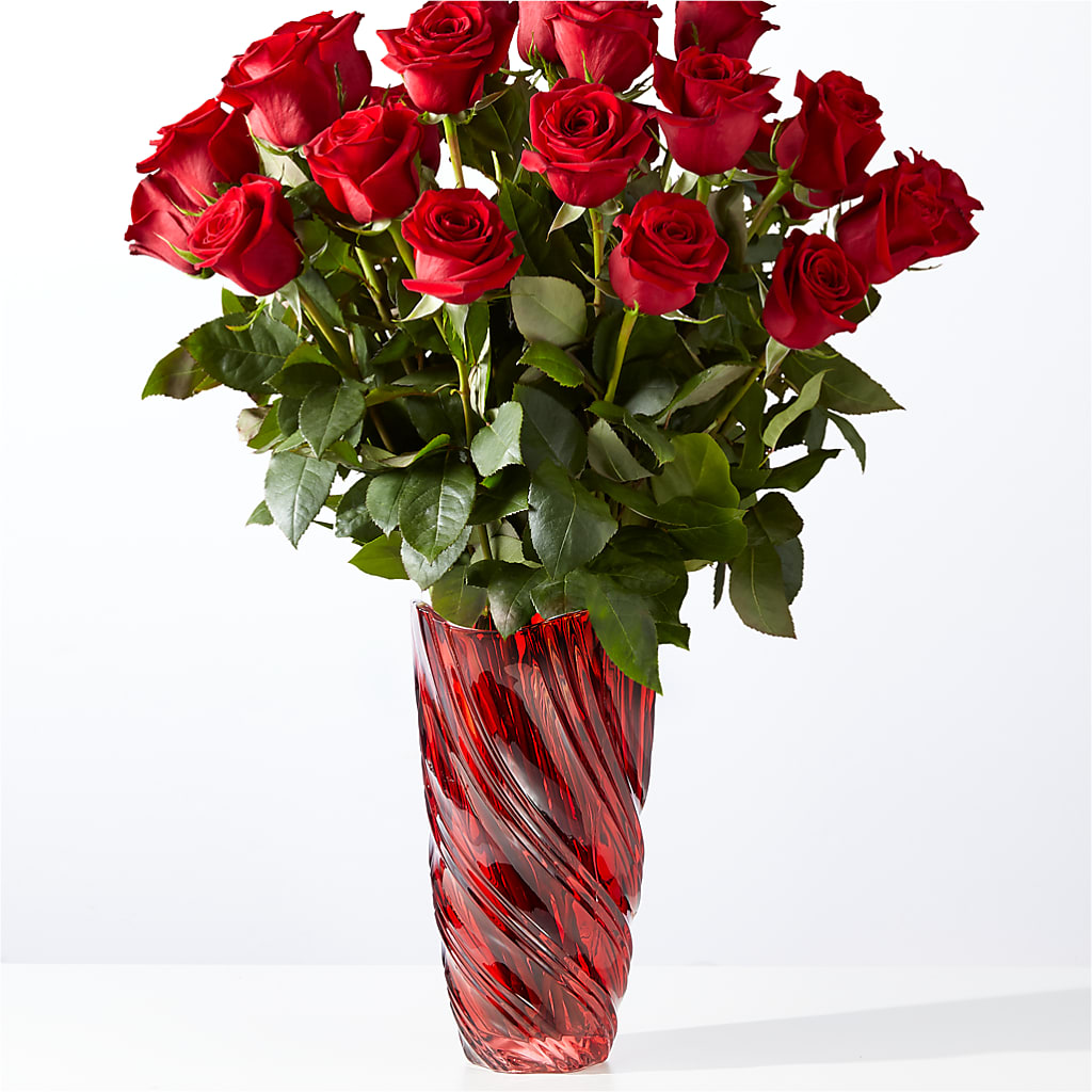 Classic Love Red Rose Bouquet with Luxe Swirl Vase – Flower House Iii, Spring Hill FL