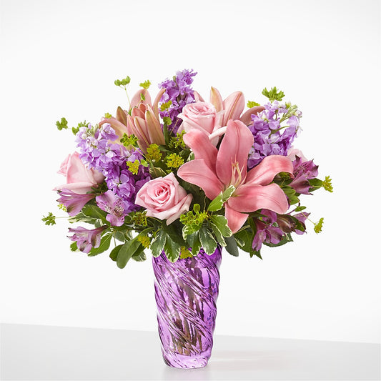 Precious Petals Bouquet with Luxe Swirl Vase –  Flower House Iii, Spring Hill FL