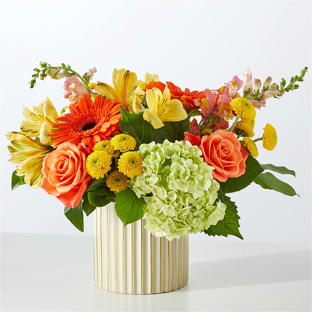 Autumn Sunshine Bouquet with Ivory Vase –  Flower House Iii, Spring Hill FL
