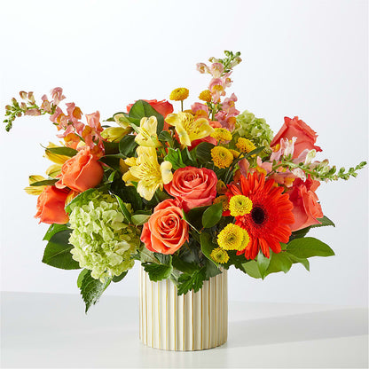 Autumn Sunshine Bouquet with Ivory Vase –  Flower House Iii, Spring Hill FL
