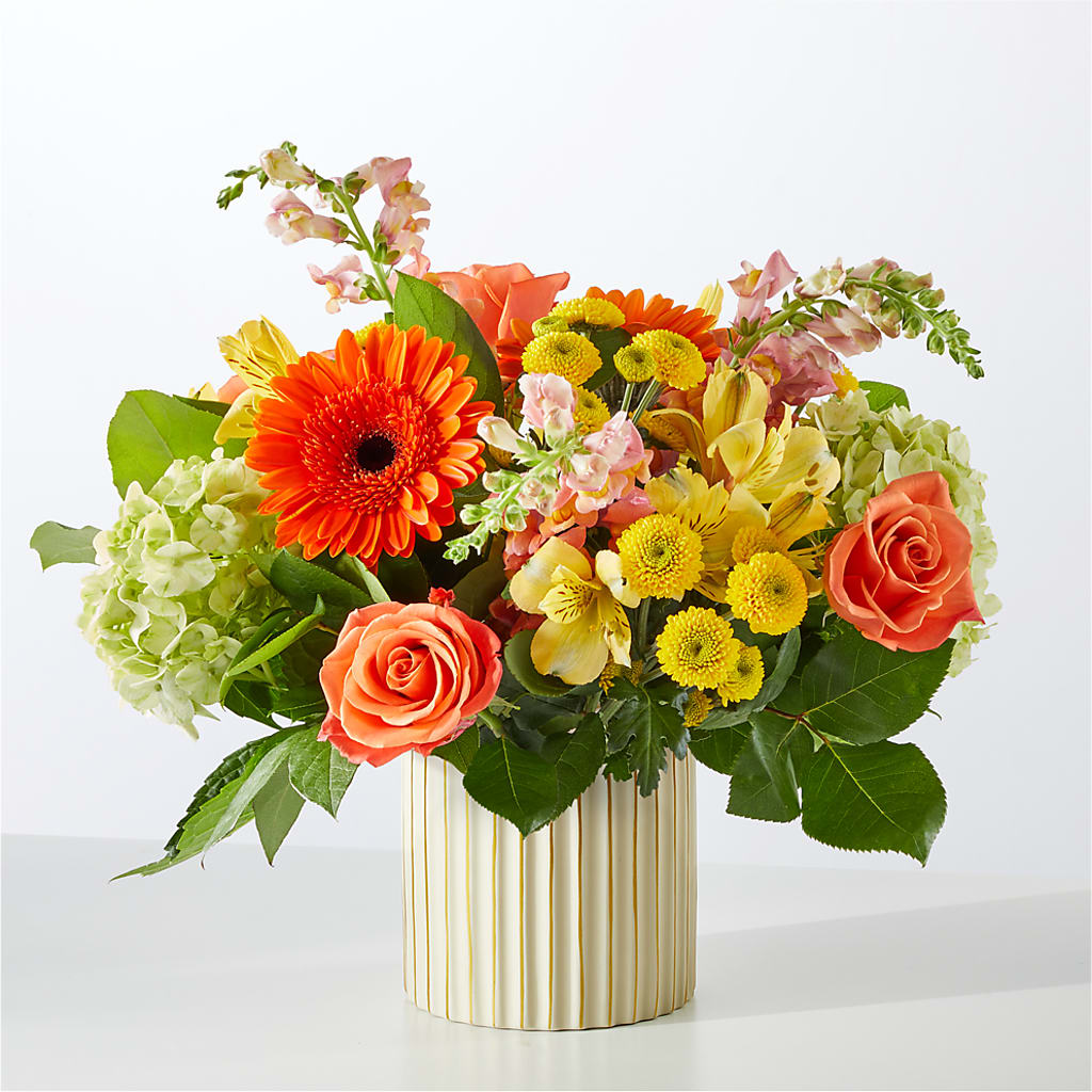 Autumn Sunshine Bouquet with Ivory Vase –  Flower House Iii, Spring Hill FL
