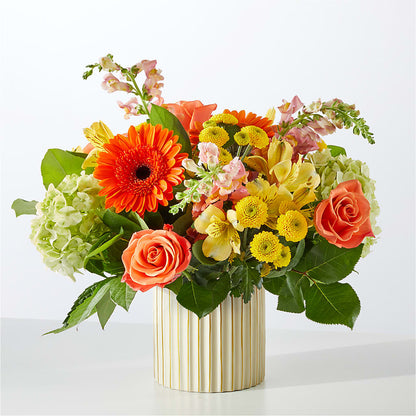 Autumn Sunshine Bouquet with Ivory Vase –  Flower House Iii, Spring Hill FL
