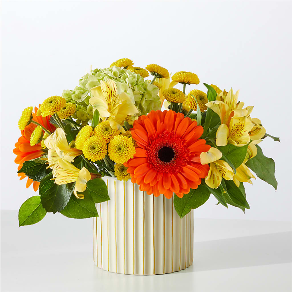 Autumn Sunshine Bouquet with Ivory Vase –  Flower House Iii, Spring Hill FL