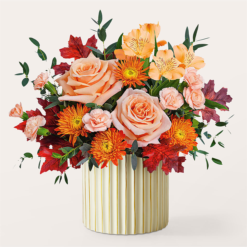 Spiced Latte Bouquet with Ivory Vase –  Flower House Iii, Spring Hill FL